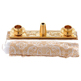 Sacoche pour Baptême cuir véritable jacquard or s5