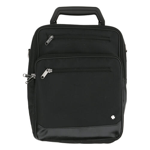 Shoulder bag for mass kit waterproof black fabric and blue moiré 11