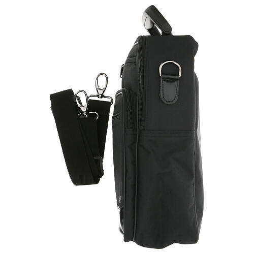 Shoulder bag for mass kit waterproof black fabric and blue moiré 12