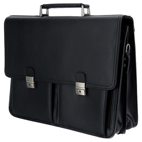 Briefcase with mass kit in black artificial leather and red lining 11