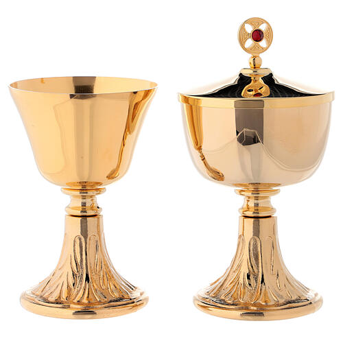 Mala para celebração material ABS tecido forrado jacquard vermelho com objetos litúrgicos dourados 3