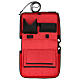 Leather shoulder bag with red Jacquard lining and travel mass kit s8