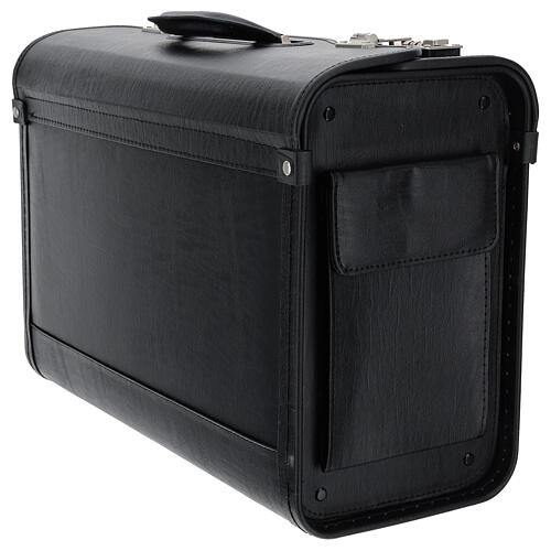 Travel bag in black faux leather and satin 14
