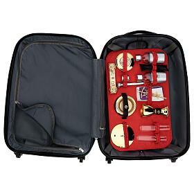 Mass kit suitcase, lined with red jacquard fabric