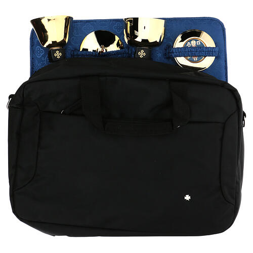 Mass kit computer bag, lined with blue moire fabric 1