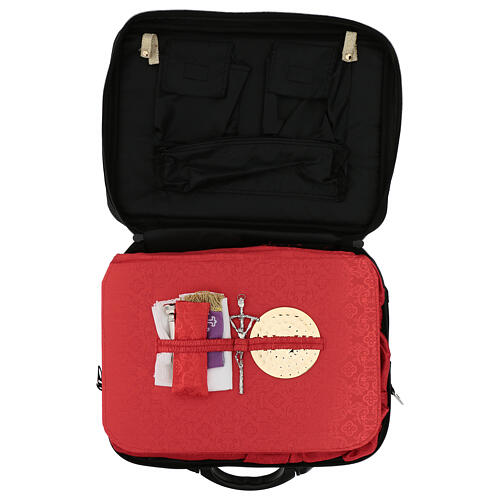 Mass kit computer bag, lined with red fabric 11