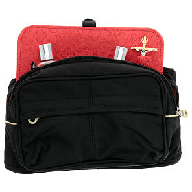 Mass kit leather bum bag, lined with red satin