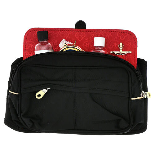 Mass kit leather bum bag, lined with red satin 1