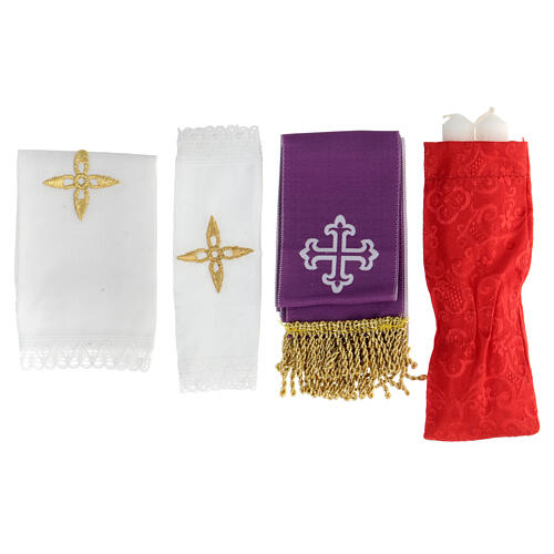 Bolsa tiracolo para celebração litúrgica interior tecido jacquard vermelho 8