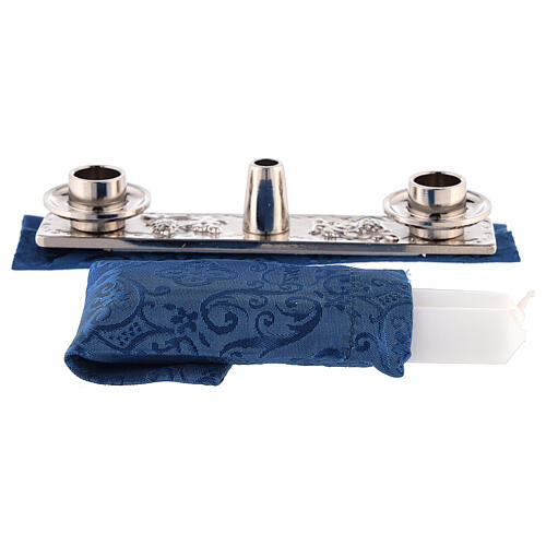 Borsello in pelle per celebrazione con jacquard blu 9