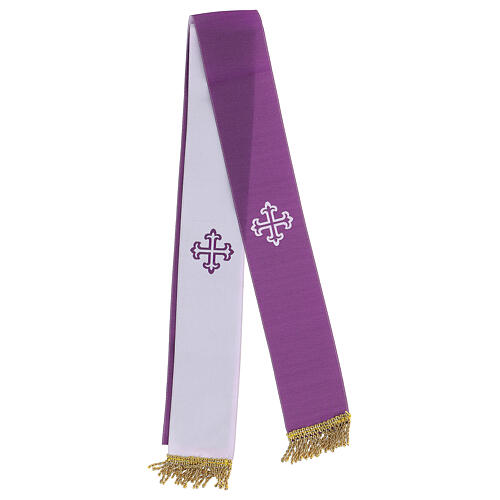 Bolsa tiracolo em couro para celebração litúrgica interior tecido jacquard azul 7