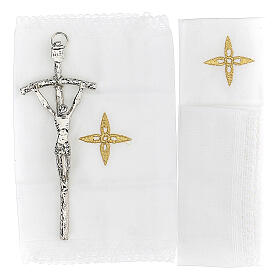 Black leather shoulder bag with complete mass kit and blue jacquard lining s5