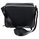 Black leather shoulder bag with complete mass kit and blue jacquard lining s7