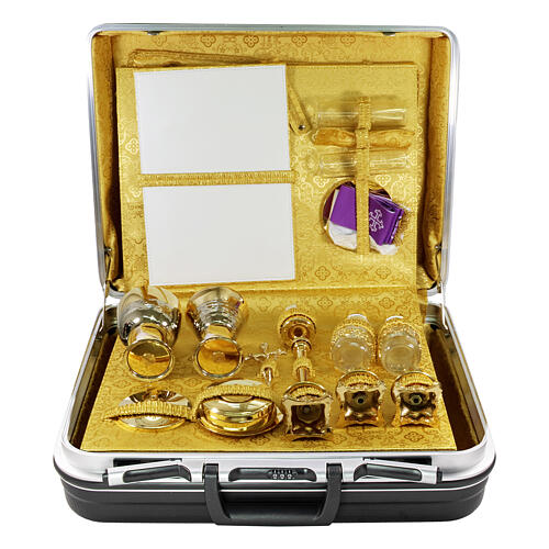 ABS briefcase with golden satin lining and mass kit 1