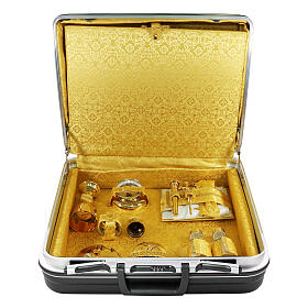 ABS briefcase with yellow damask lining, travel mass kit