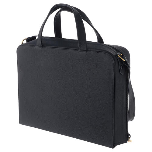 Leather bag with travel mass kit handles and shoulder belt 15