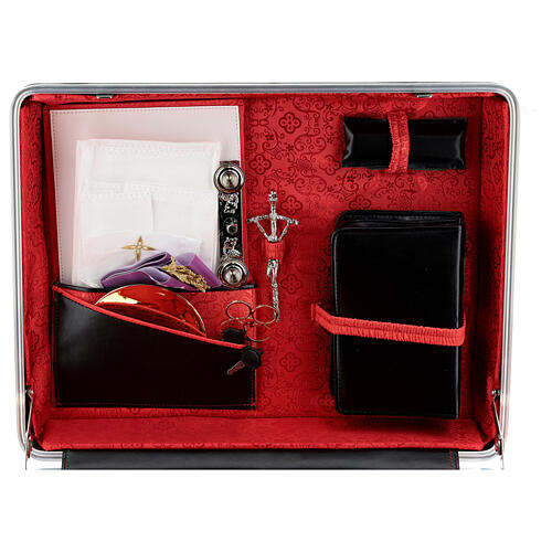ABS briefcase with red Jacquard lining and travel mass kit 11