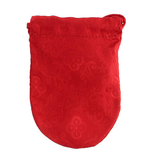 Bolsa para viático tecido Jacquard vermelho com caixa de hóstias 5 cm 6