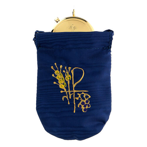 Viaticum burse in blue Jacquard fabric 3 in pyx 1