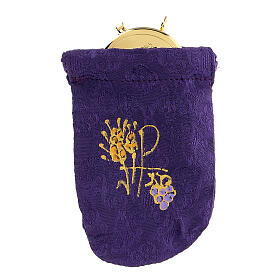 Hand-painted purple jacquard shrine bag measuring 9x12 cm