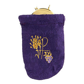 Bolsa para viático violeta de jacquard relicario 8 cm