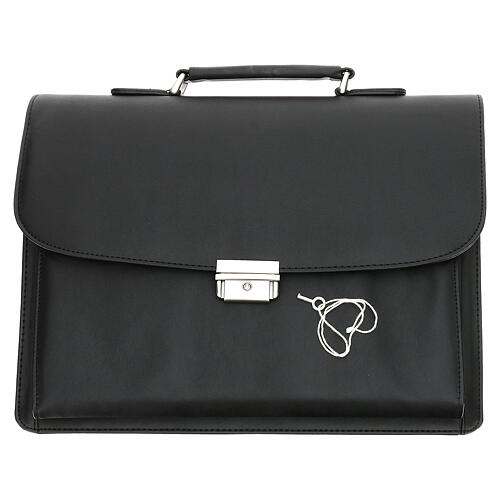 Black briefcase with red Jacquard lining and travel mass kit 11