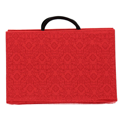 Mala para celebração eucarística preta com interior de Jacquard vermelho 10