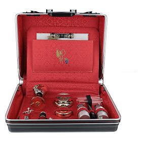 Malas de Celebração: Mala para celebração eucarística de ABS preto com interior vermelho, 45x35x15 cm