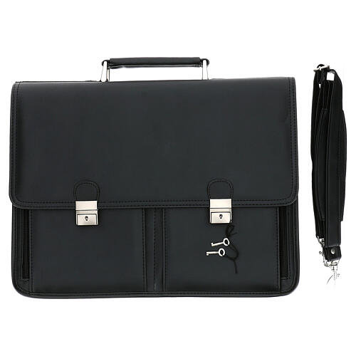 Black briefcase, The Good Shepherd, red Jacquard lining, travel mass kit 2