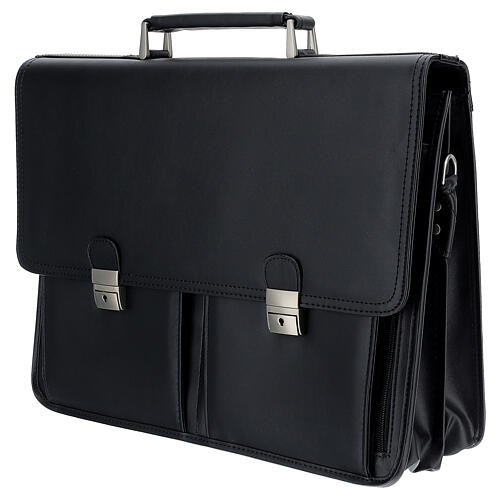 Black briefcase, The Good Shepherd, red Jacquard lining, travel mass kit 16