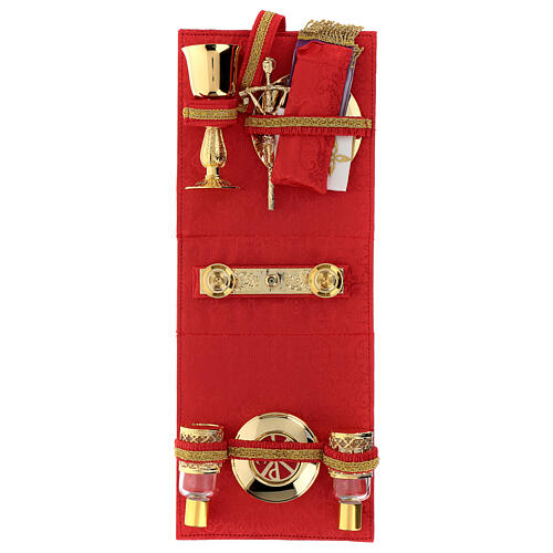 Messtasche aus echtem Leder, Inneneinteilung mit rotem Satin bezogen, 20x20x10 cm 2