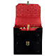 Travel communion set bag in eco black leather and red jacquard 20x20x10 cm s1