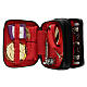 Black leather case with red jacquard lining, mass kit, 15x10x15 cm s1