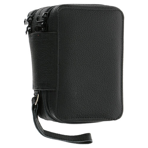 Bolso celebración de verdadero cuero negro y jacquard rojo 15x10x15 cm 3