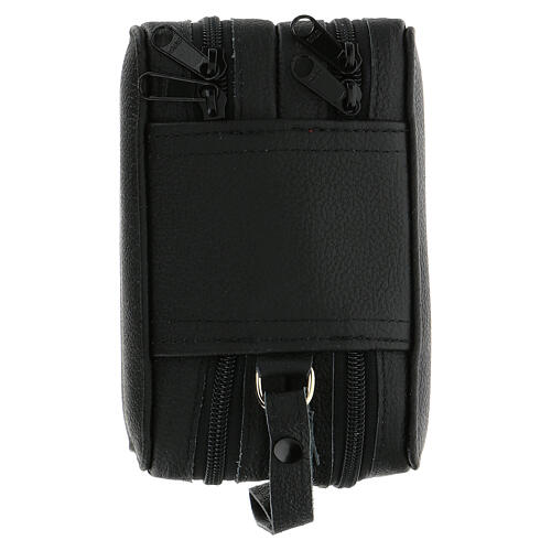 Bolso celebración de verdadero cuero negro y jacquard rojo 15x10x15 cm 14