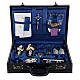 Mass kit suitcase in leather and blue moire 45x30x10 cm s1