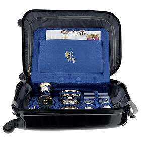 Trolley case, ABS and blue moiré, travel mass kit, 35x55x20 cm