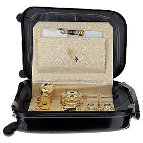 Trolley mass kit abs and golden jacquard 35x55x20 cm
