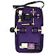 Shoulder bag of real leather and purple jacquard, travel mass kit, 25x20x10 cm s1