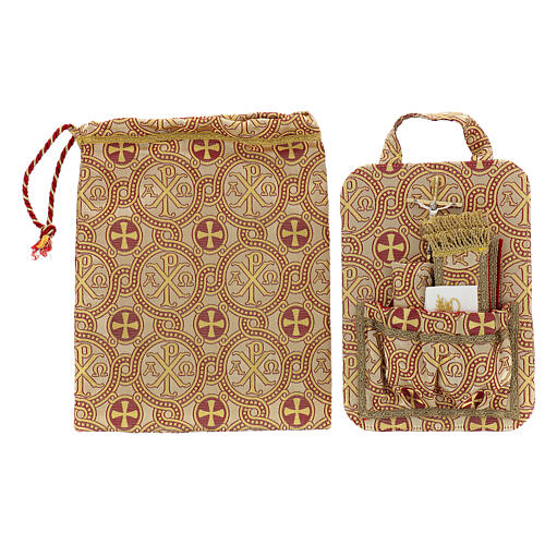 Travel mass kit bag of golden brocade, 30x35x10 cm 2