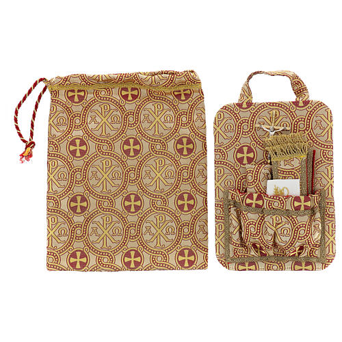 Travel communion set gold brocade pouch 30x35x10 cm 2