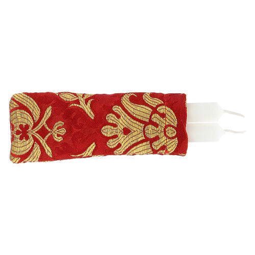 Sachet viatique avec cordon brocard rouge 30x35x10 cm 14