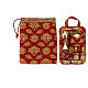 Travel mass kit bag with red brocade cord 30x35x10 cm s1