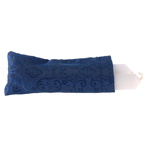 Bolsa tiracolo couro natural e tecido Jacquard azul, 32x24x11 cm 10