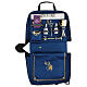 Shoulder bag mass kit in genuine leather and blue jacquard 30x25x10 cm s1