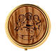 Pyx for consecrated hosts of 2 in diameter, Last Supper on olivewood plate s1