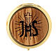 Pyx for hosts of 2.2 in diameter, JHS, olivewood plate s1