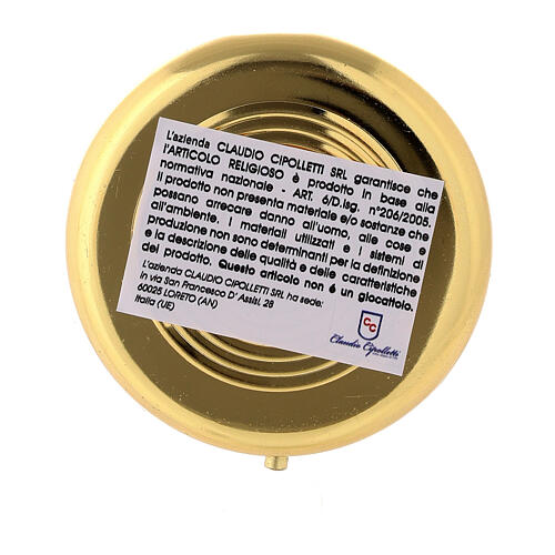 Caixa de hóstias diâm. 5,5 cm placa oliveira JHS 3