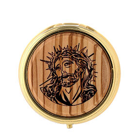 Pyx for hosts of 2.2 in diameter, Ecce Homo, olivewood plate