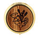 Pyx for hosts of 2.2 in diameter, chalice, olivewood plate s1